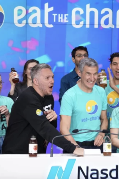 Founders of Eat Just at the NASDAQ